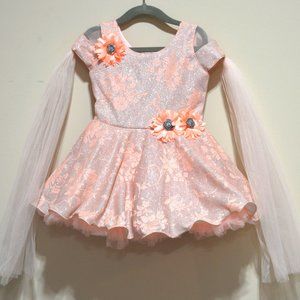 Girls Peach and Silver dress